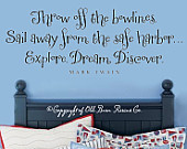 Throw off the bowlines - sailing quote wall words vinyl home decor ...