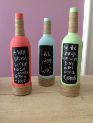 Reciclar botellas pintándolas con pintura pizarra Reciclar botellas ...