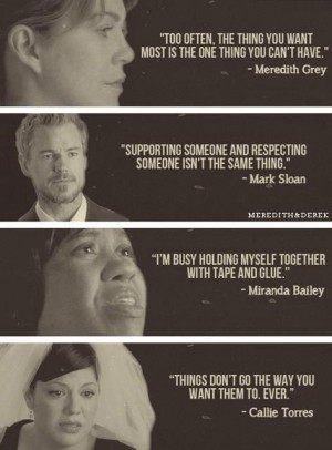 Meredith Grey, Mark Sloan, Miranda Bailey, Callie Torres