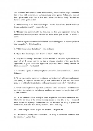 12 Tennis Quotes To Celebrate Arthur Ashe's Birthday by aihaozhe2