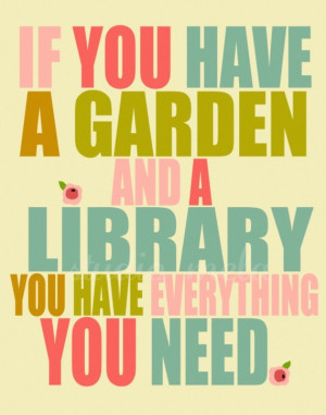colourful, garden, library, poster, quote