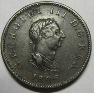 1806 King George III Half Penny