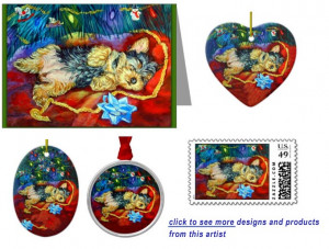 Yorkie Christmas Figurines