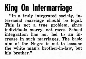Martin Luther King, Jr. on Interracial Marriage Newspaper Article ...