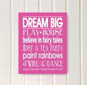 Girls Bedroom Quotes Dream Big Wall Art Print -11