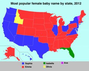 very little variation in popular baby names for girls. Just five names ...