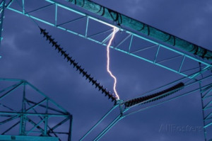 Lightning Bolt Striking Power Cable Photographic Print