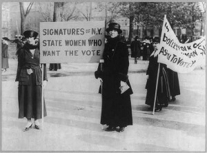 Suffragettes, including Audre Osborne and Mrs. James S. Stevens, circa ...