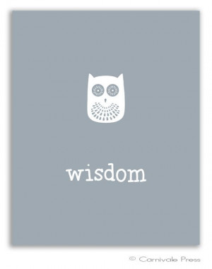 Woodland Owl art print Wisdom Art Print Inspirational Quote Typography ...