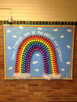 rainbow bulletin board new friends are at the end of our rainbow