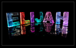 The Name Elijah in 3D coloured lights