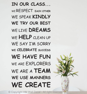 CLASS RULE Wall Quote Decal for School