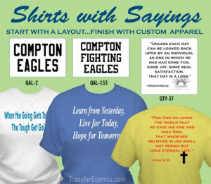 Easy Prints layouts used to customize apparel