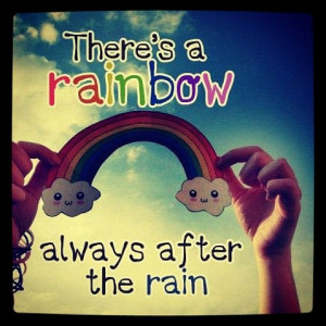 cute, girl, happy, quotes, rainbow