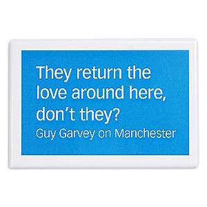 quote magnet dark blue this range features quotes about manchester ...