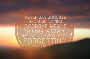 peter pan quote. Never say goodbye.