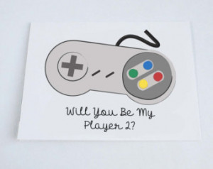... you be my player 2? Funny Love Card, Valentine Card, Dorky Love Card