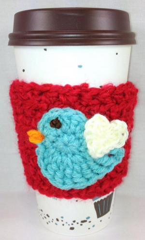 DIY crochet coffee cozy which keep coffee in cups warm while ...