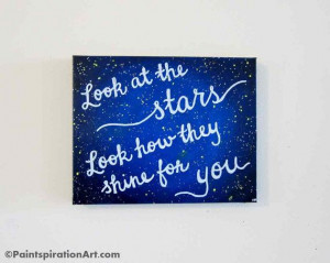Look At The Stars 8x10 Canvas Quote Painting - Love Quotes Wall Art ...