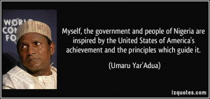 , the government and people of Nigeria are inspired by the United ...