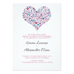 Pink Love Hearts Wedding Invitation Template