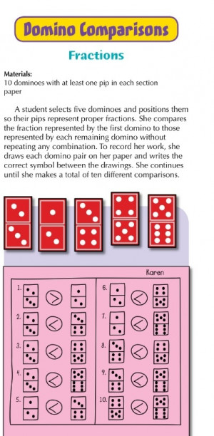 Using dominos to compare fractions. Use with the fraction domino game ...