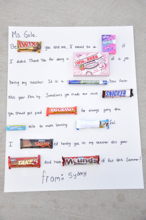 Candy Bar Thank You Poster