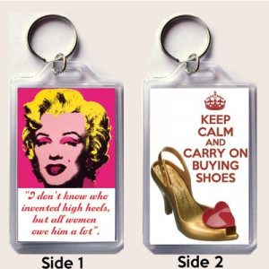 Unique Keyring MARILYN MONROE quote & KEEP CALM and CARRY ON BUYING ...