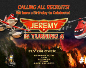 30 Disney Planes Invitations, Fire and Rescue Birthday Invitation --30 ...