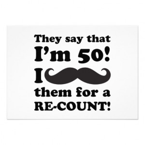 Funny Mustache 50th Birthday Personalized Invite