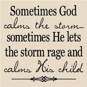 Sometimes God Calms the Storm Quote