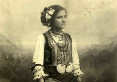 Girl in traditional Serbian folklore costume...