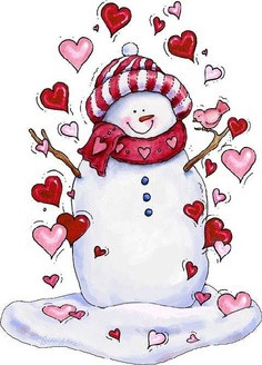 Valentine snowman clip art