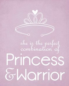 Princess Warrior Digital Typographic Art Print Pink Little Girl ...
