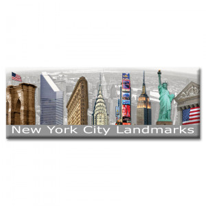 New York City Landmarks Panoramic Photo Magnet Color