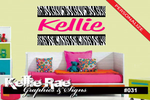 031 Wall Art ~ ZEBRA PRINT PERSONALIZED NAME - Quote Decal Sticker
