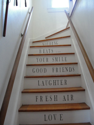 quotestaircase 225x300 Stenciled Staircases
