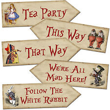 ... in Wonderland Arrow Quote Signs Prop Mad Hatters Tea Party Decoration