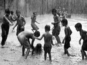 Children Playing in Rain, Bangladesh