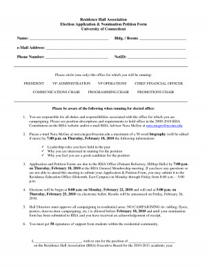 Election Application Nomination Petition Form