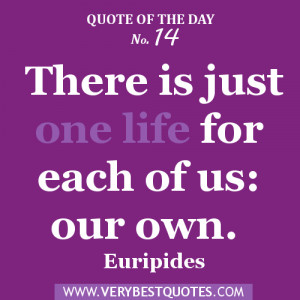 Quote Of The Day 1/3/2013: There is just one life