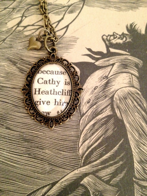 ... Heathcliff from Wuthering Heights Antique Bronze Book Page Necklace