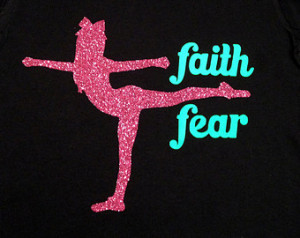Custom Glitter & Neon Faith Over Fe ar Cheerleading T-Shirt - Multiple ...