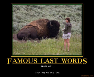 FAMOUS LAST WORDS - demotivational poster