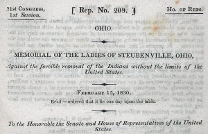 Petition by ladies in Steubenville, OH, against Indian removal