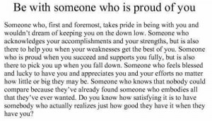 Be With Someone Who Is Proud Of You