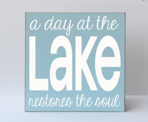 The Lake - Sign - Typography Word Art Handpainted Wooden Sign - Lake ...