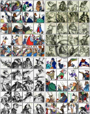 ANIMAL CIRCUS 1x1 Tile Scrabble, digital collage sheet