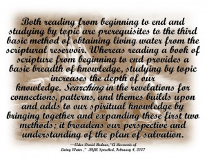 Quote on scripture study by Elder Bednar.
