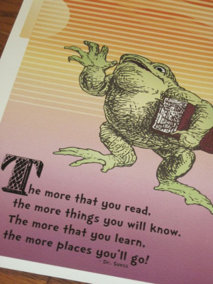 Quote - The more you read the more you know - vintage reading frog ...
